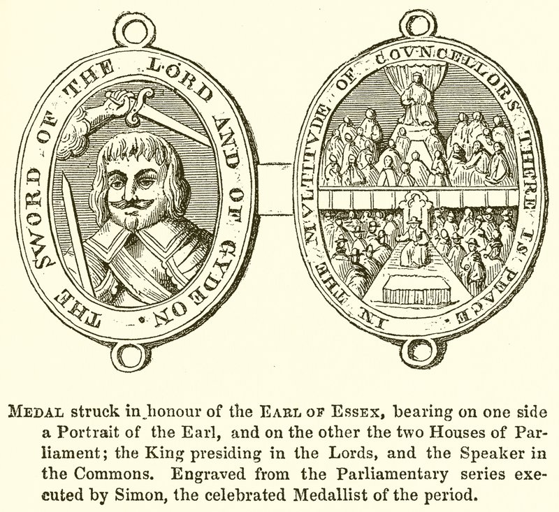 Medalj slagen för att hedra Earl of Essex av English School