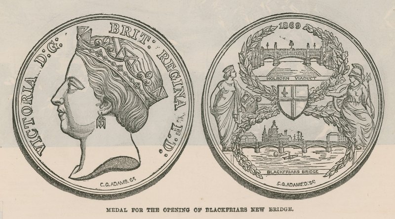 Medalj för öppningen av Blackfriars nya bro, London av English School