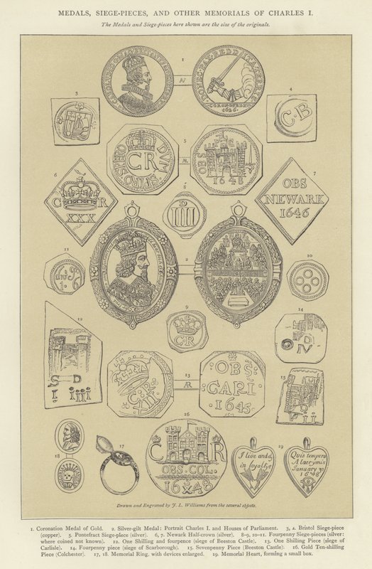 Medaljer, belägringspjäser och andra minnesmärken av Charles I av English School
