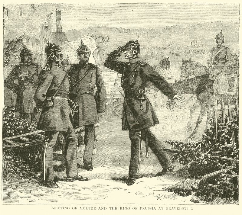 Möte mellan Moltke och kungen av Preussen på Gravelotte, augusti 1870 av English School