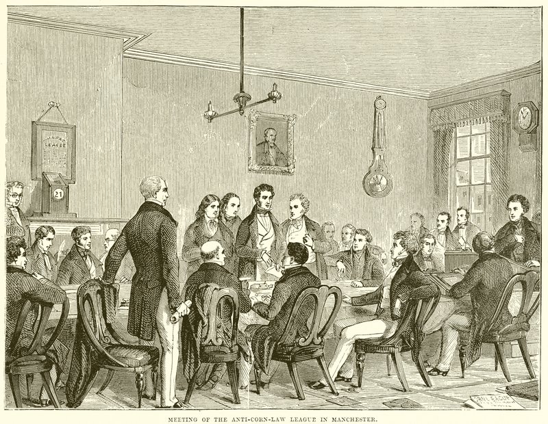 Möte för Anti-Corn-Law League i Manchester av English School