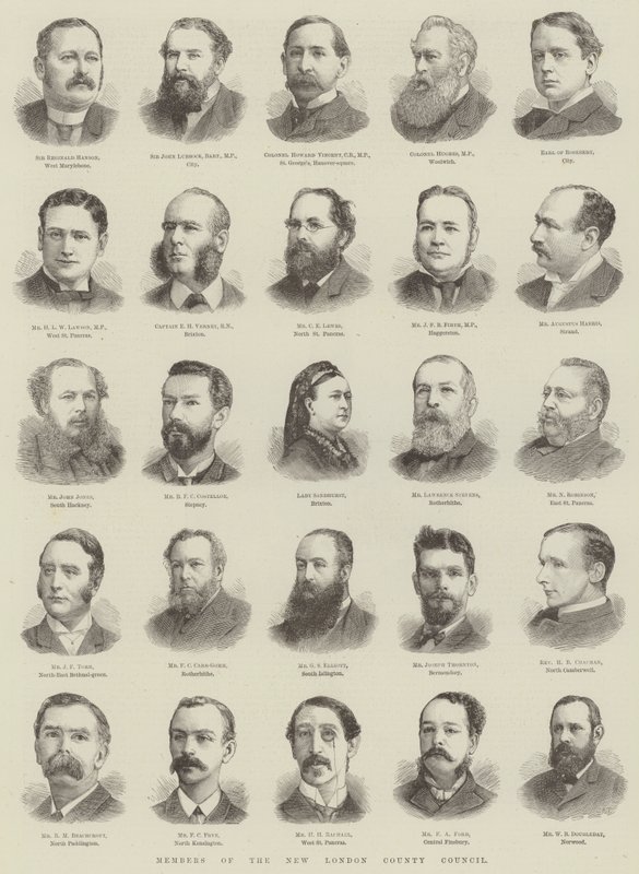 Medlemmar av New London County Council (gravyr) av English School