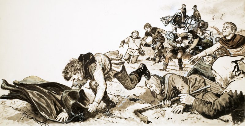 Men of Haxey jagar Lady de Mowbrays sidenhuva av English School