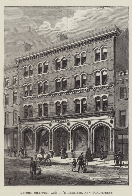 Messers Chappell och Companys lokaler, New Bond-Street (gravyr) av English School