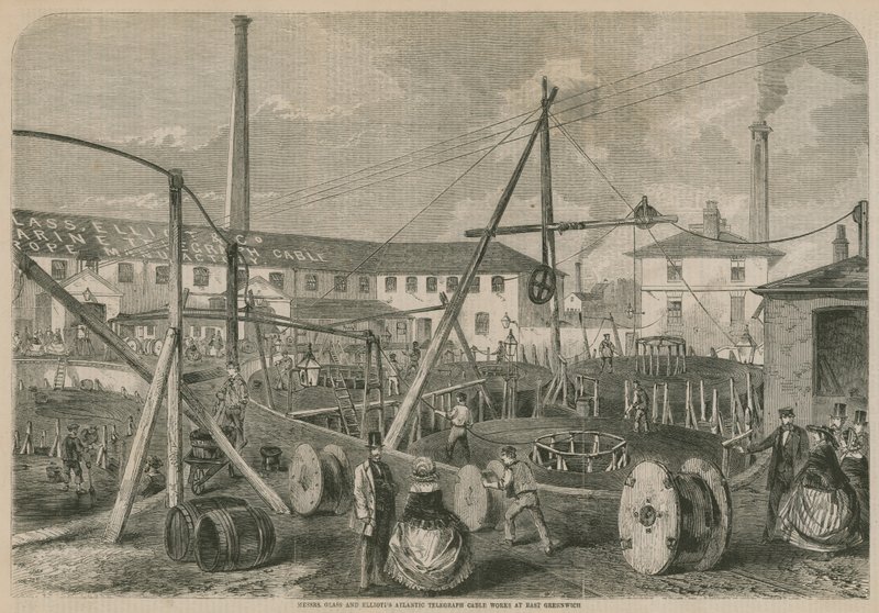 Herrarna Glas och Elliotts Atlantic Telegraph Cable Works i East Greenwich av English School