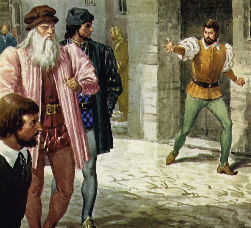 Michelangelo gillade inte Leonardo da Vinci av English School