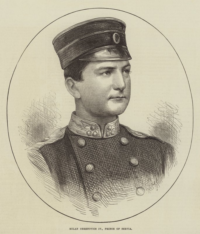 Milan Obrenovics IV, Prince of Servia (gravyr) av English School