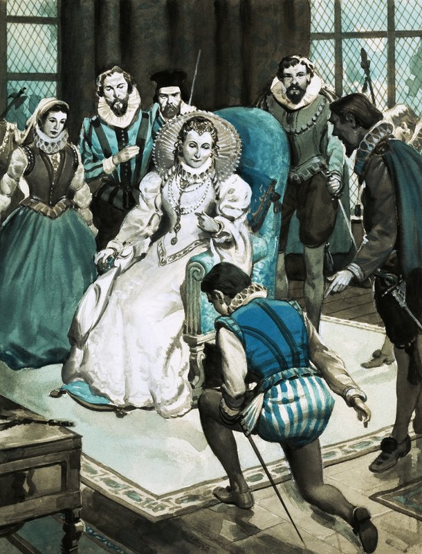 Miles Philips får audiens av drottning Elizabeth I av English School