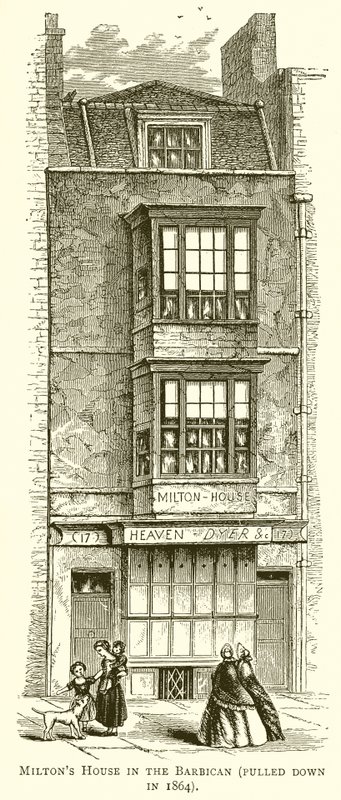 Miltons House in the Barbican (rivs 1864) av English School