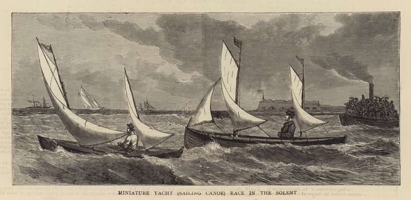 Miniatyryacht (segelkanot) Race in the Solent (gravyr) av English School