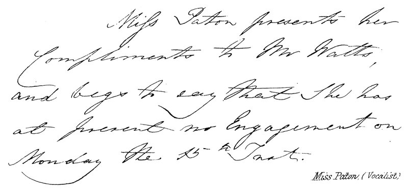 Miss Paton, (sångare) av English School