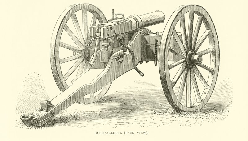 Mitrailleuse, bakifrån, augusti 1870 av English School