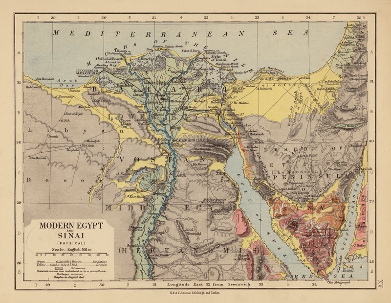 Moderna Egypten och Sinai (färglitografi) av English School