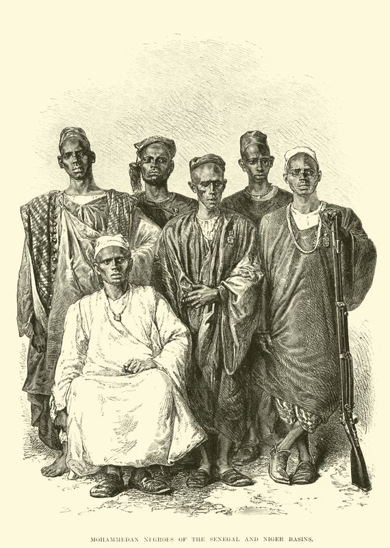 Muhammedanska neger från Senegal- och Nigerbassängerna (gravyr) av English School