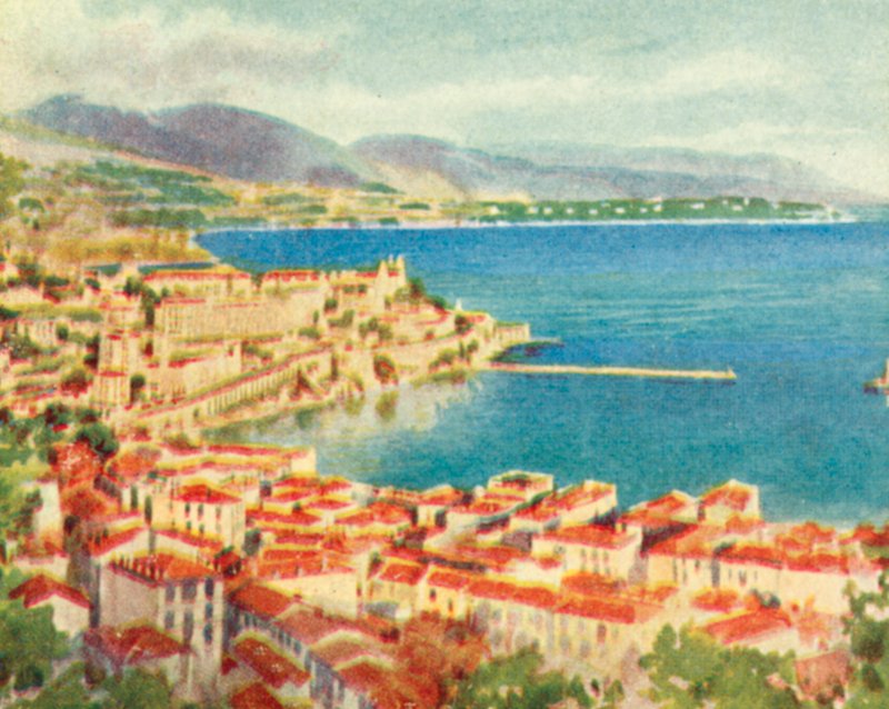 Monaco, Monte Carlo (färglitografi) av English School