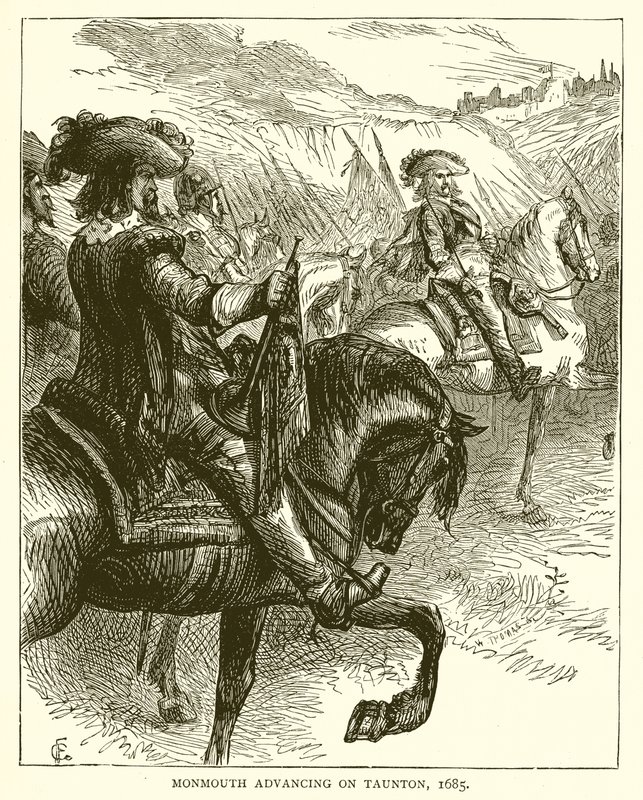 Monmouth avancerar på Taunton, 1685 av English School