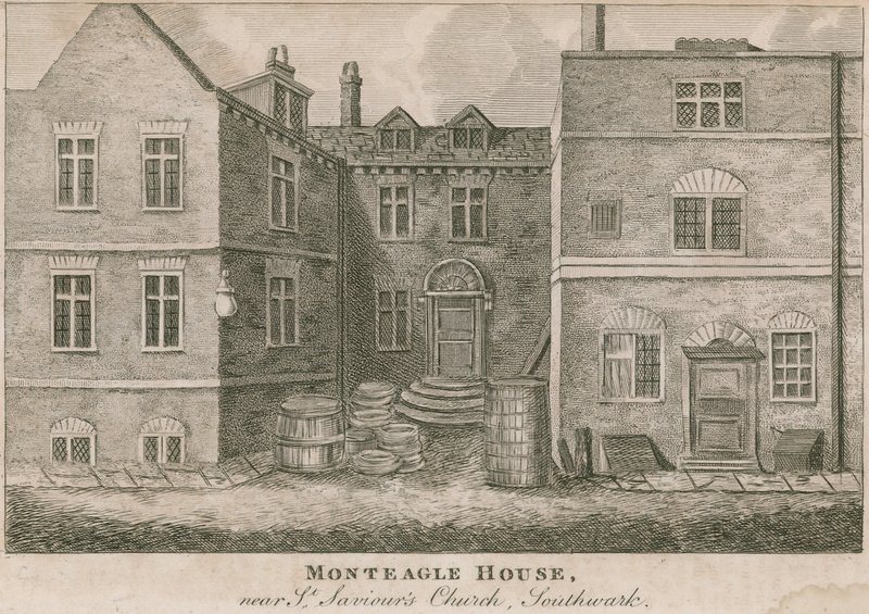 Monteagle House, nära St Savios Church, Southwark, London av English School