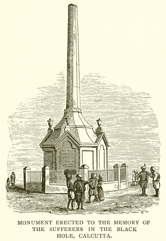 Monument uppfört till minnet av de lidande i det svarta hålet, Calcutta av English School