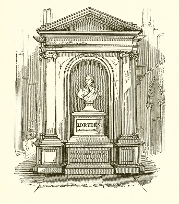 Monument av Dryden i Westminster Abbey av English School