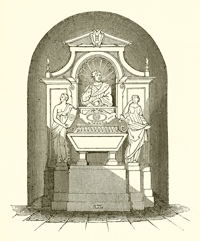 Monument av Galileo i kyrkan Santa Croce i Florens av English School