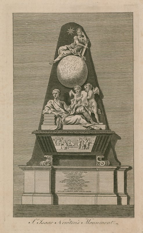 Monument av Sir Isaac Newton i Westminster Abbey av English School
