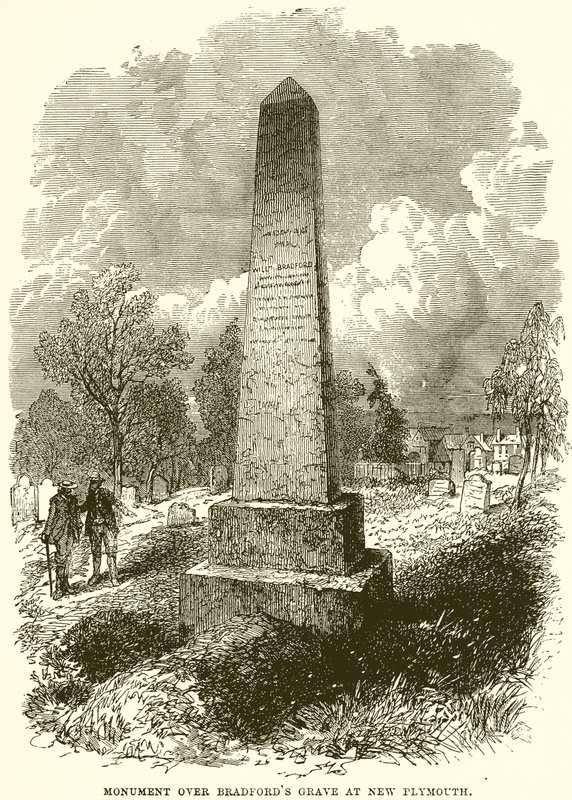Monument över Bradfords grav i New Plymouth av English School