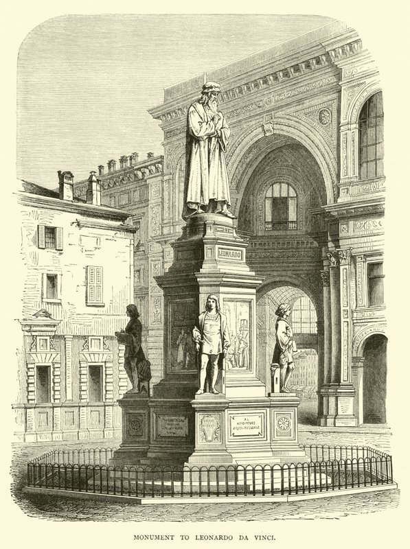 Monument till Leonardo da Vinci av English School