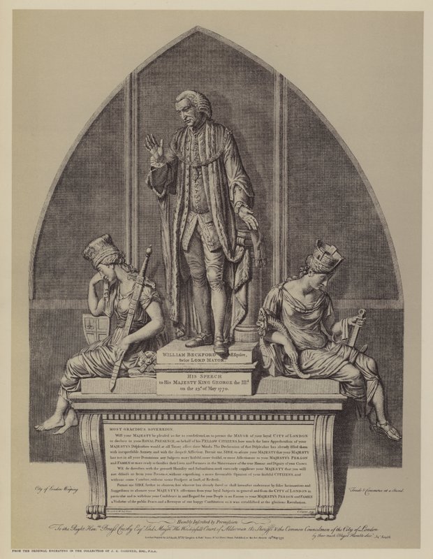 Monument till William Beckford, två gånger Lord Mayor of London, av John Francis Moore, Guildhall, City of London av English School