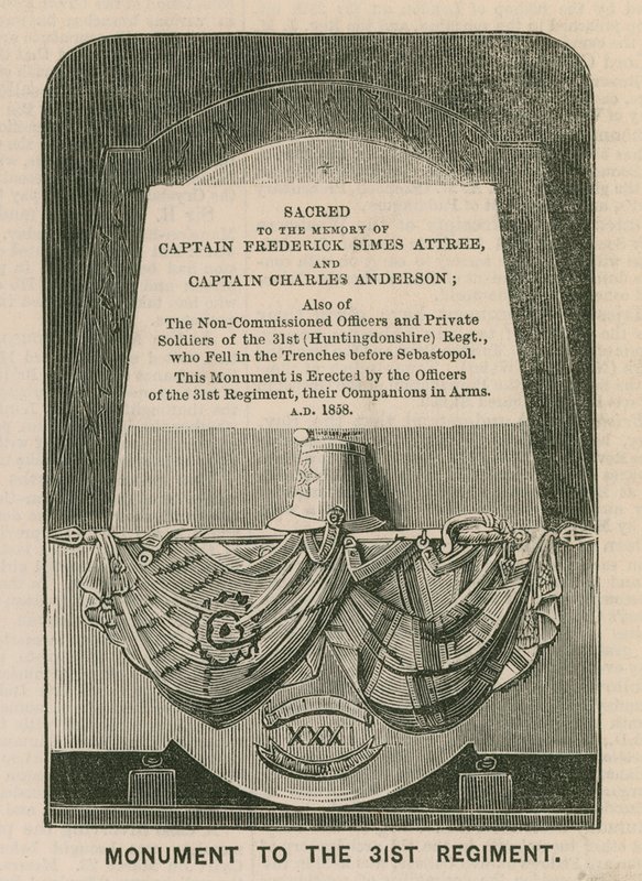 Monument till det 31:a (Huntingdonshire) regementet, St Marys Church, Huntingdon av English School