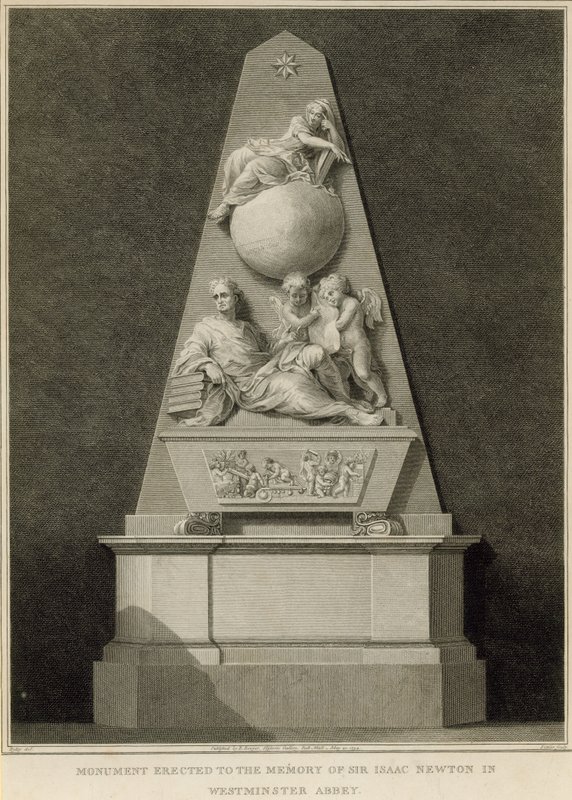 Monument till minnet av Sir Isaac Newton av English School