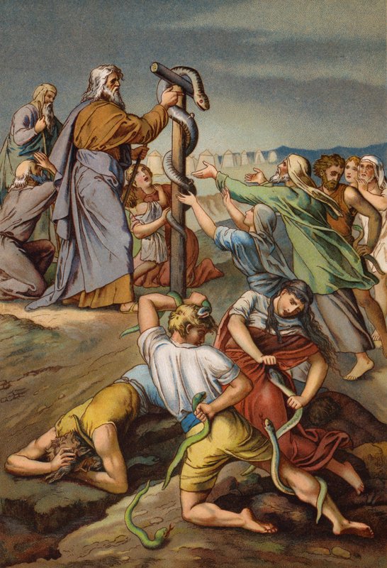 Moses och den frälse ormen (chromolitho) av English School