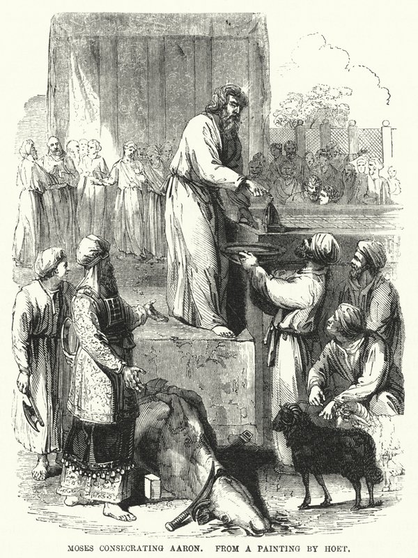 Moses helgar Aron, från en målning av Hoet (gravyr) av English School