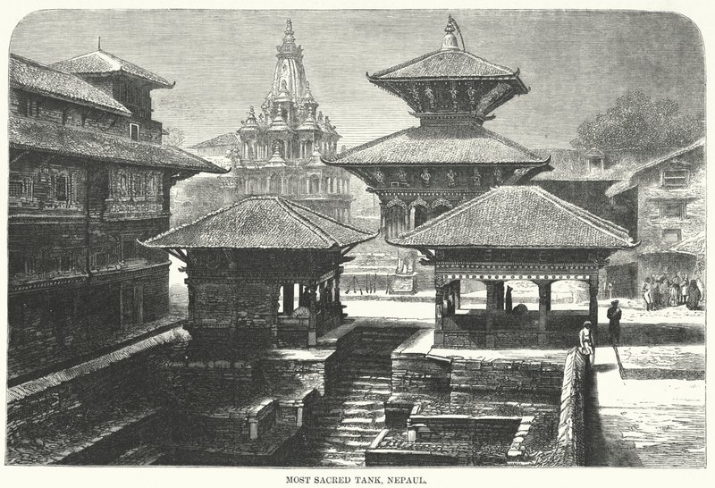 Heligaste tank, Nepal (gravyr) av English School