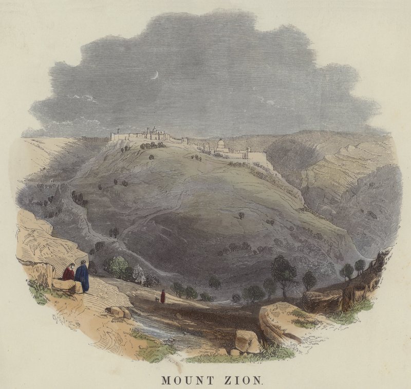 Mount Zion (färgad gravyr) av English School