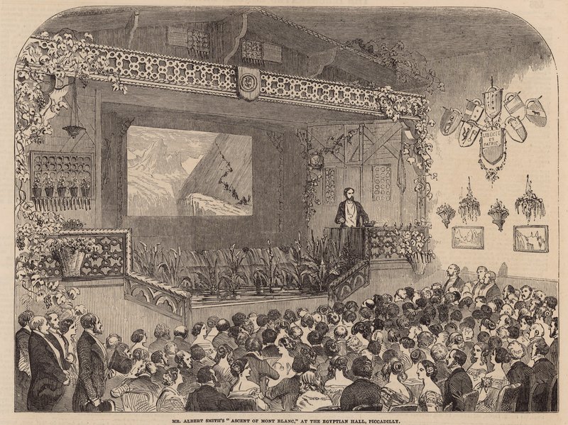 Mr Albert Smiths Ascent of Mont Blanc föreläsning i Egyptian Hall av English School
