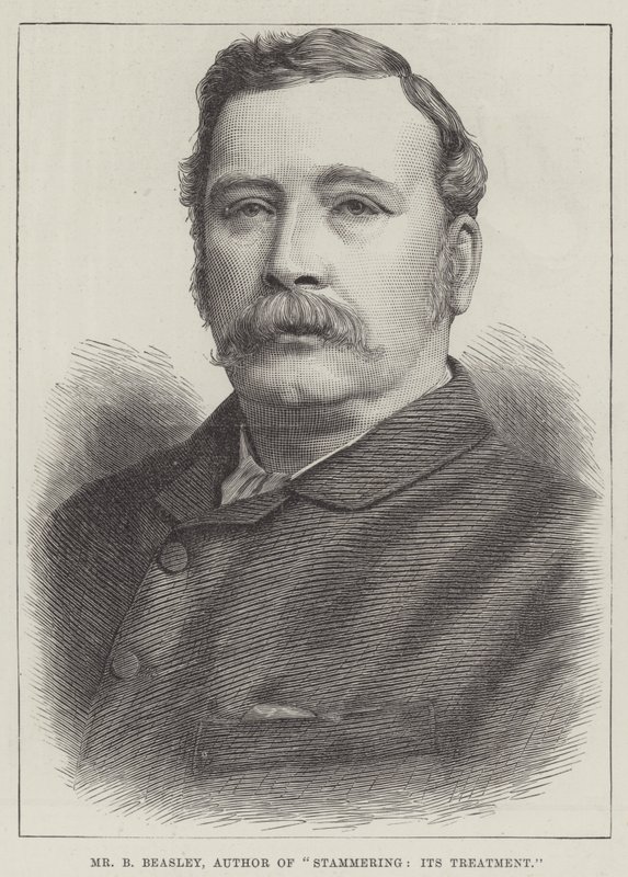 Mr B Beasley, författare till "Stammering, Its Treatment" (gravyr) av English School