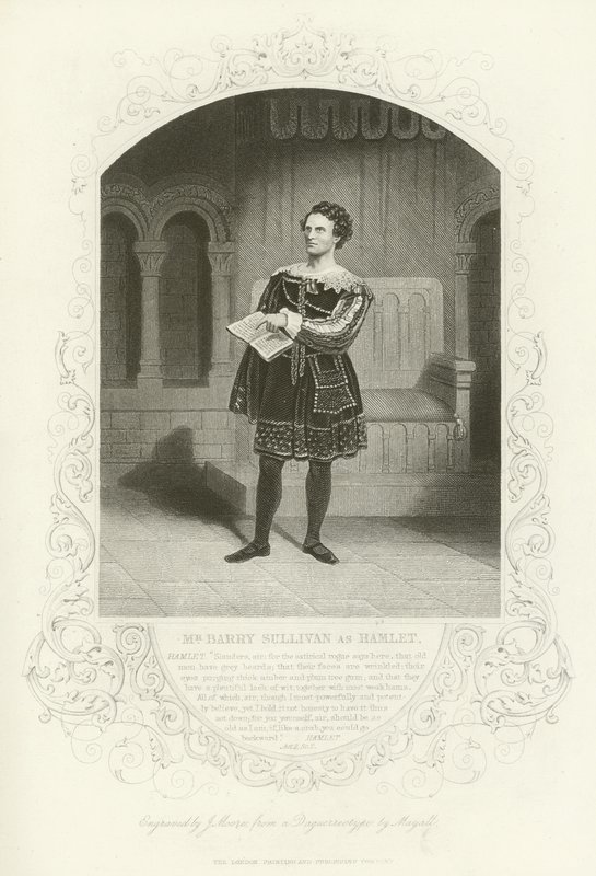 Mr Barry Sullivan som Hamlet, akt II, scen ii av English School