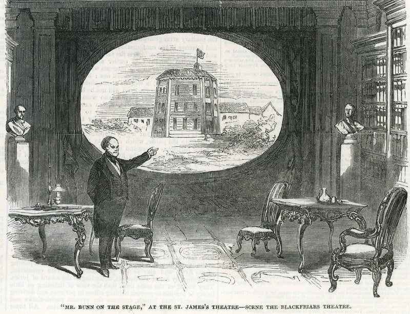 Mr Bunn på scenen, på St James Theatre - Scene Blackfriars Theatre av English School