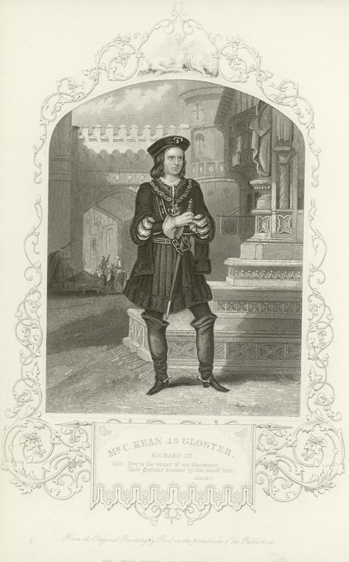 Mr C Kean som Gloster, Richard III, Akt I, Scen I av English School