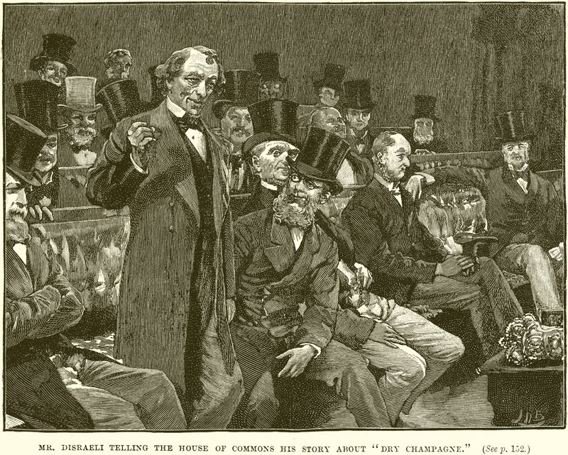 Mr. Disraeli berättar för underhuset sin historia om torr champagne av English School