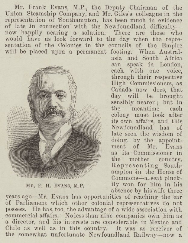 Mr F H Evans, MP (gravyr) av English School