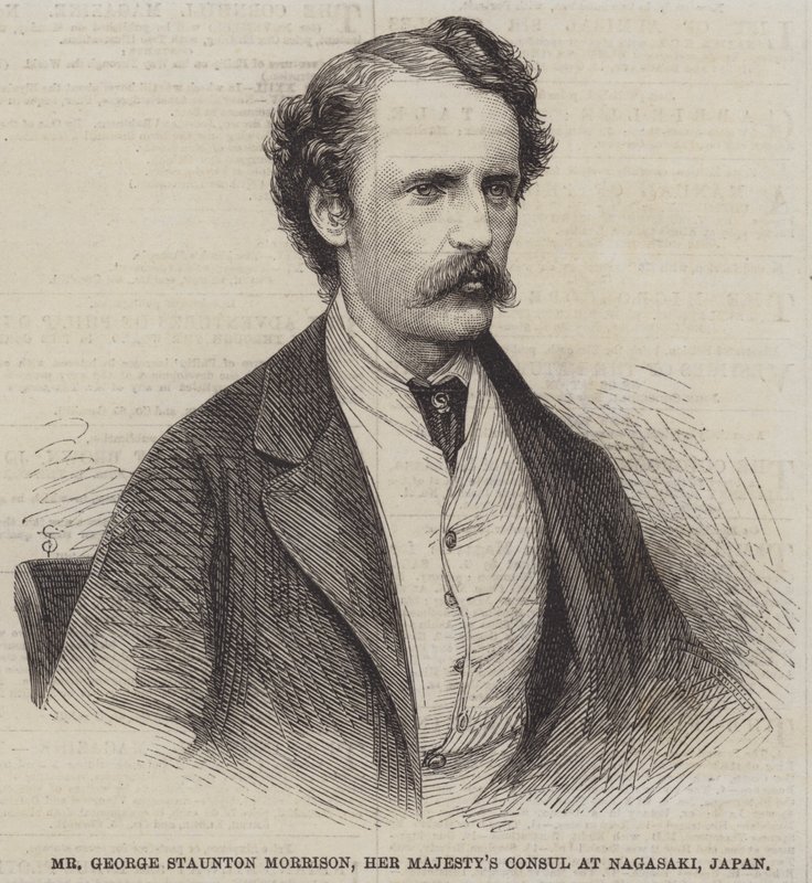 Mr George Staunton Morrison, Hennes Majestäts konsul i Nagasaki, Japan (gravyr) av English School