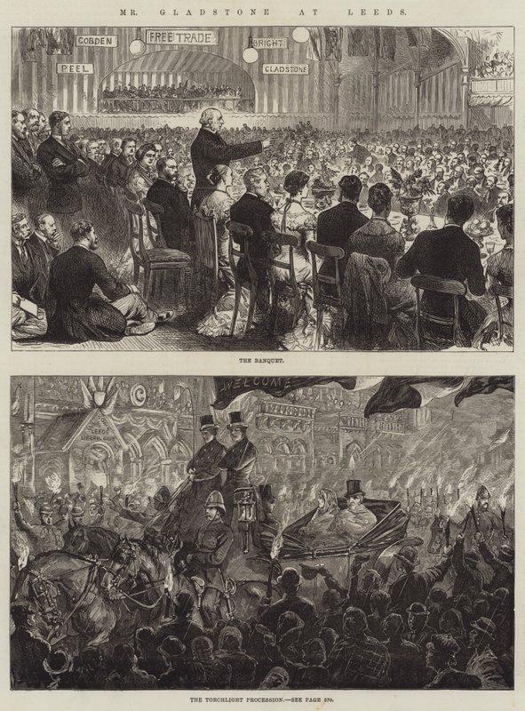 Mr Gladstone i Leeds (gravyr) av English School