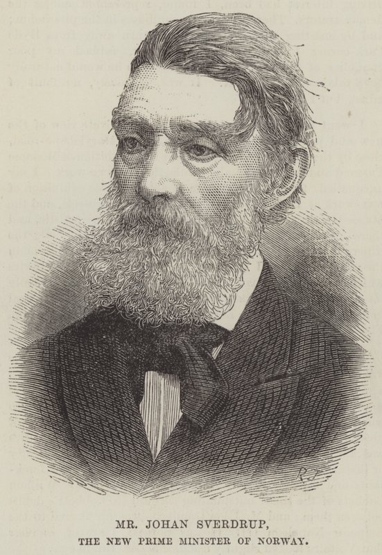 Herr Johan Sverdrup, Norges nye statsminister (gravyr) av English School