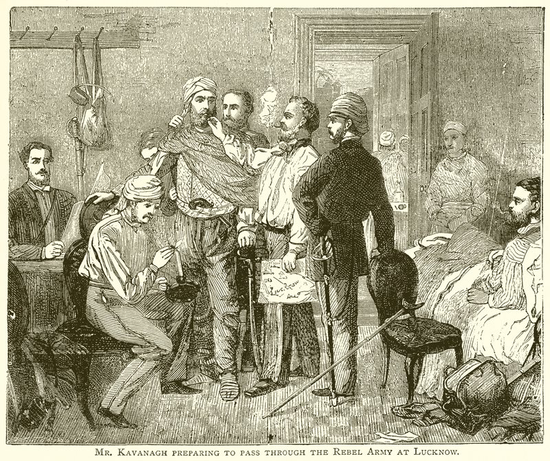 Mr. Kavanagh förbereder sig för att passera genom rebellarmén i Lucknow av English School