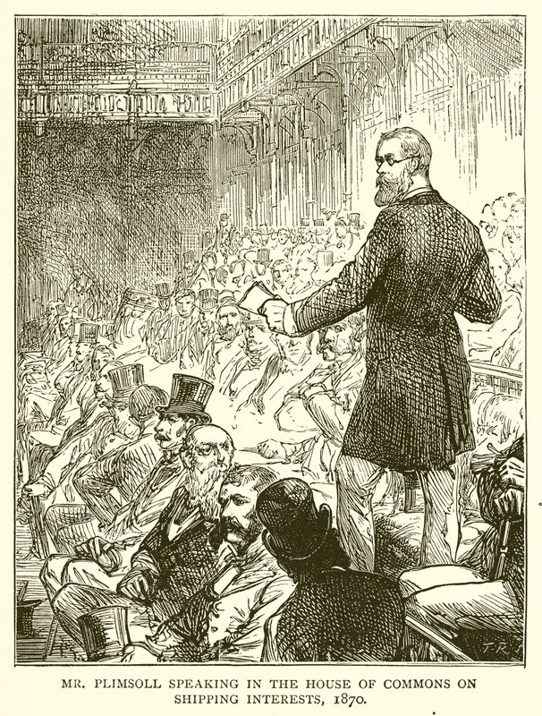 Herr Plimsoll talar i underhuset om sjöfartsintressen, 1870 av English School