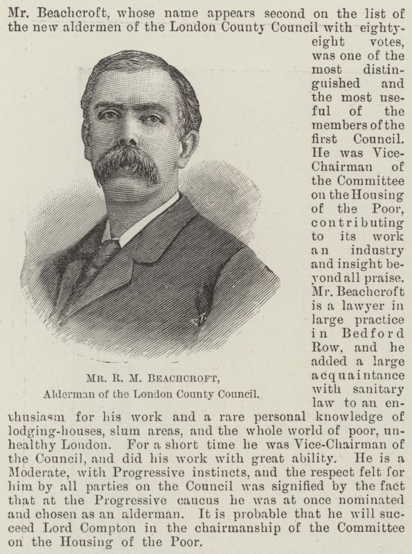Mr RM Beachcroft, Alderman of the London County Council (gravyr) av English School