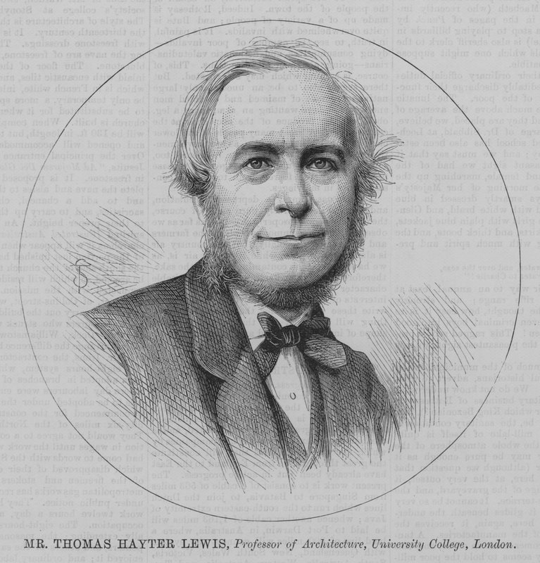 Thomas Hayter Lewis, professor i arkitektur, University College, London (gravyr) av English School