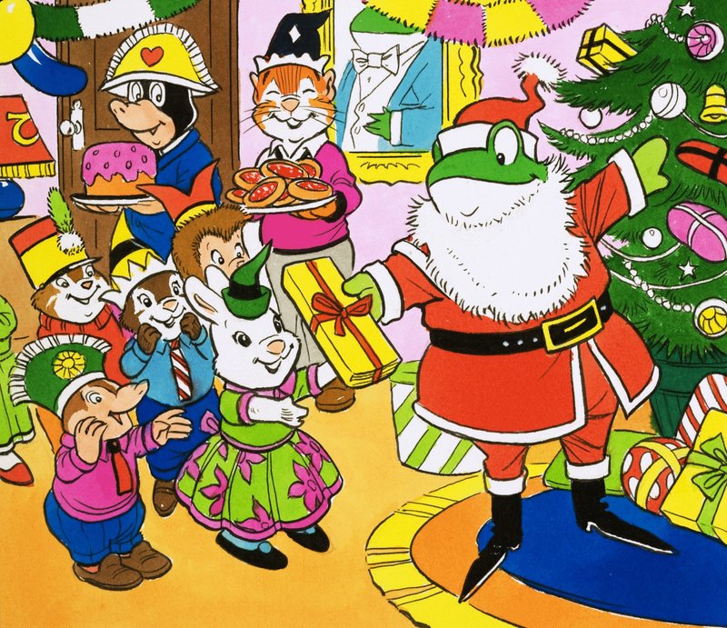 Mr Toad delar ut julklappar av English School