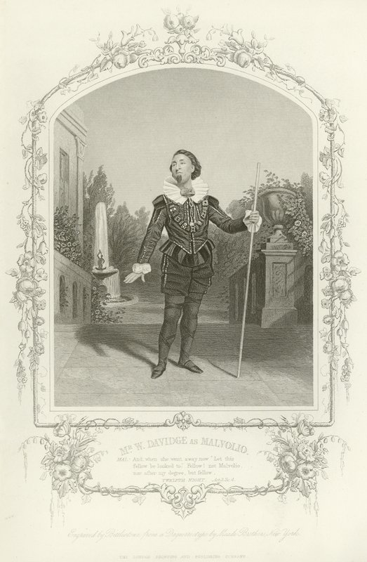 Mr W Davidge som Malvolio, Twelfth Night, Akt III, scen iv av English School